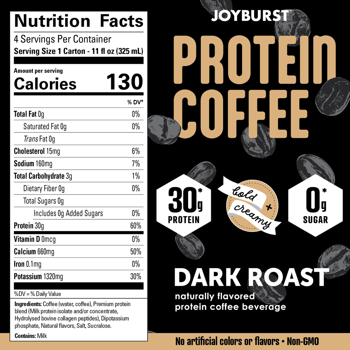 NEW! Joyburst Protein Coffee Dark Roast 12 Pack